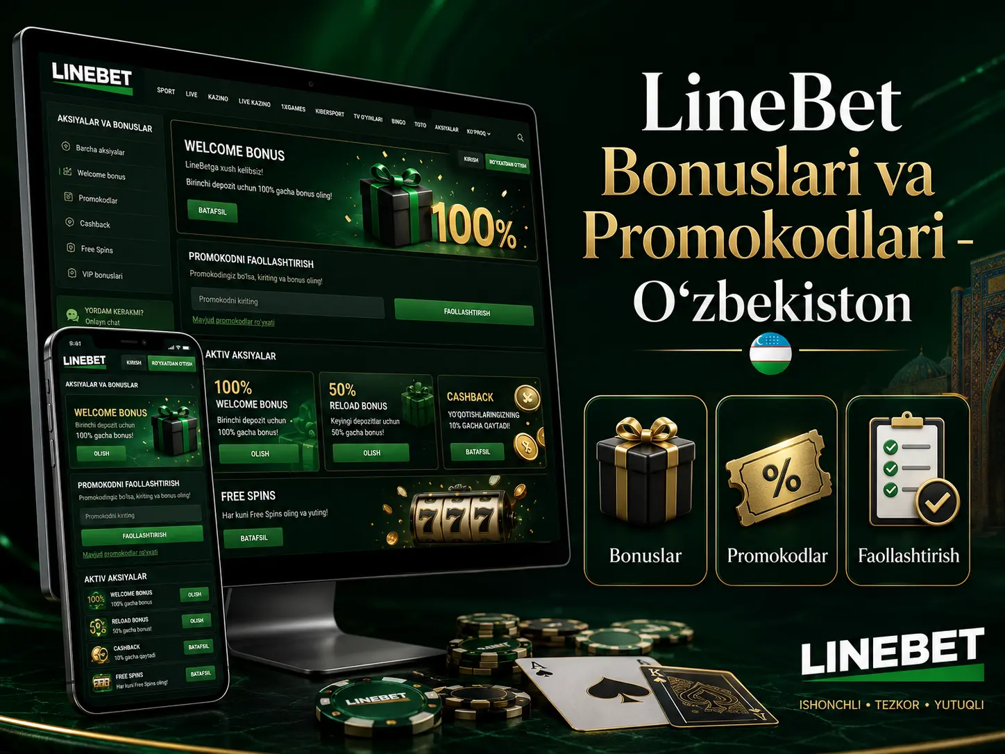 LineBet bonuslari va promokodlari - Oʻzbekiston 2026