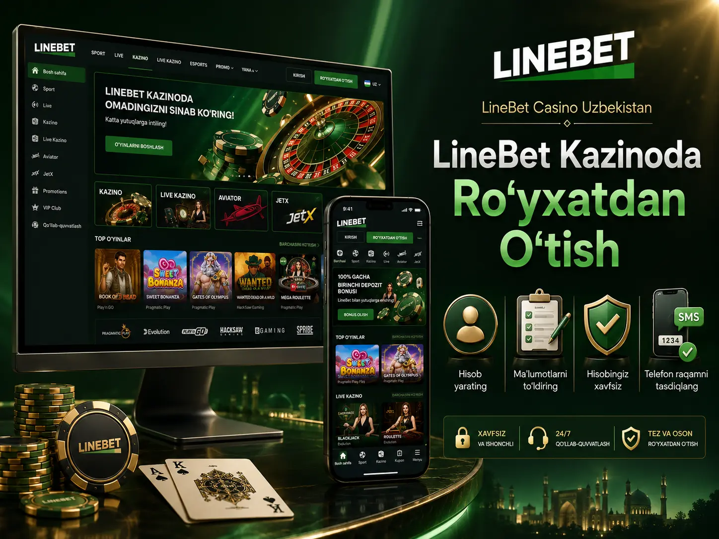 LineBet Kazinoda roʻyxatdan oʻtish