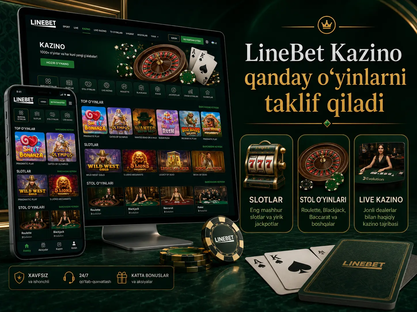 LineBet Casino qanday oʻyinlarni taklif qiladi