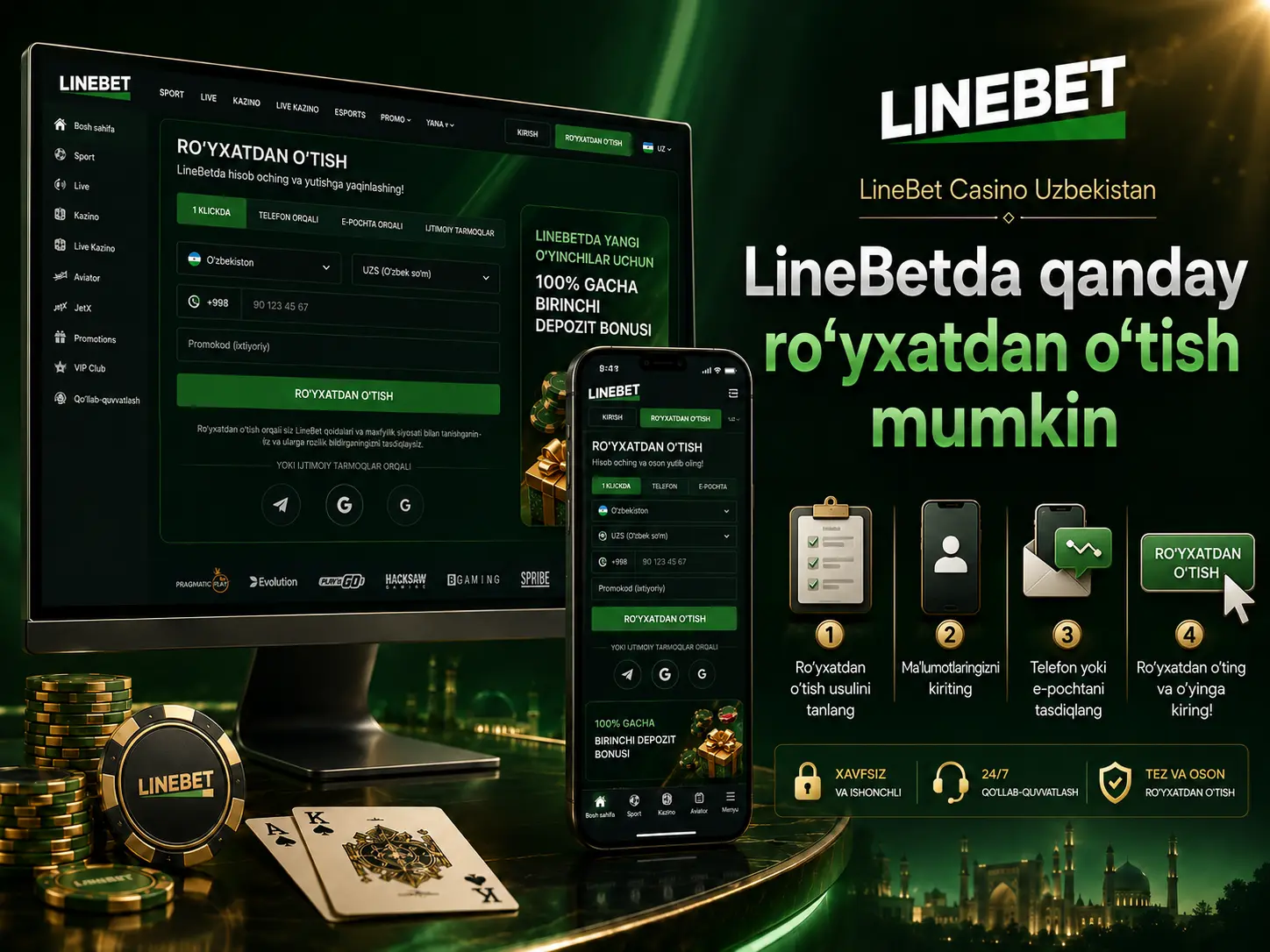 LineBetda qanday roʻyxatdan oʻtish mumkin