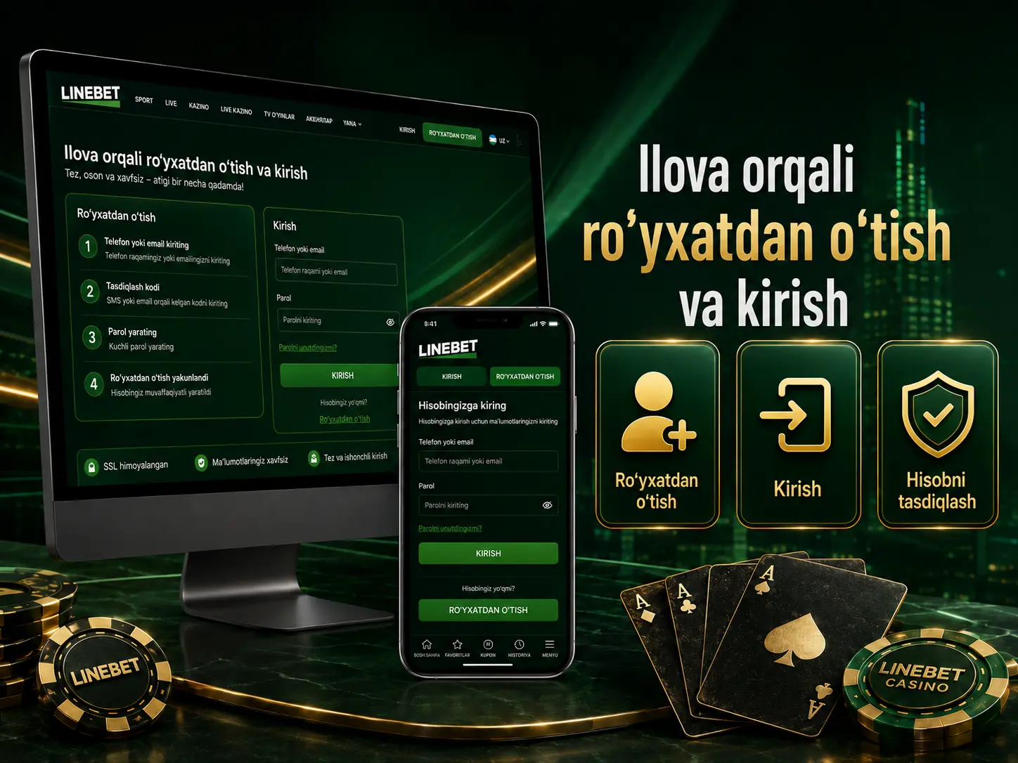 Ilova orqali roʻyxatdan oʻtish va kirish