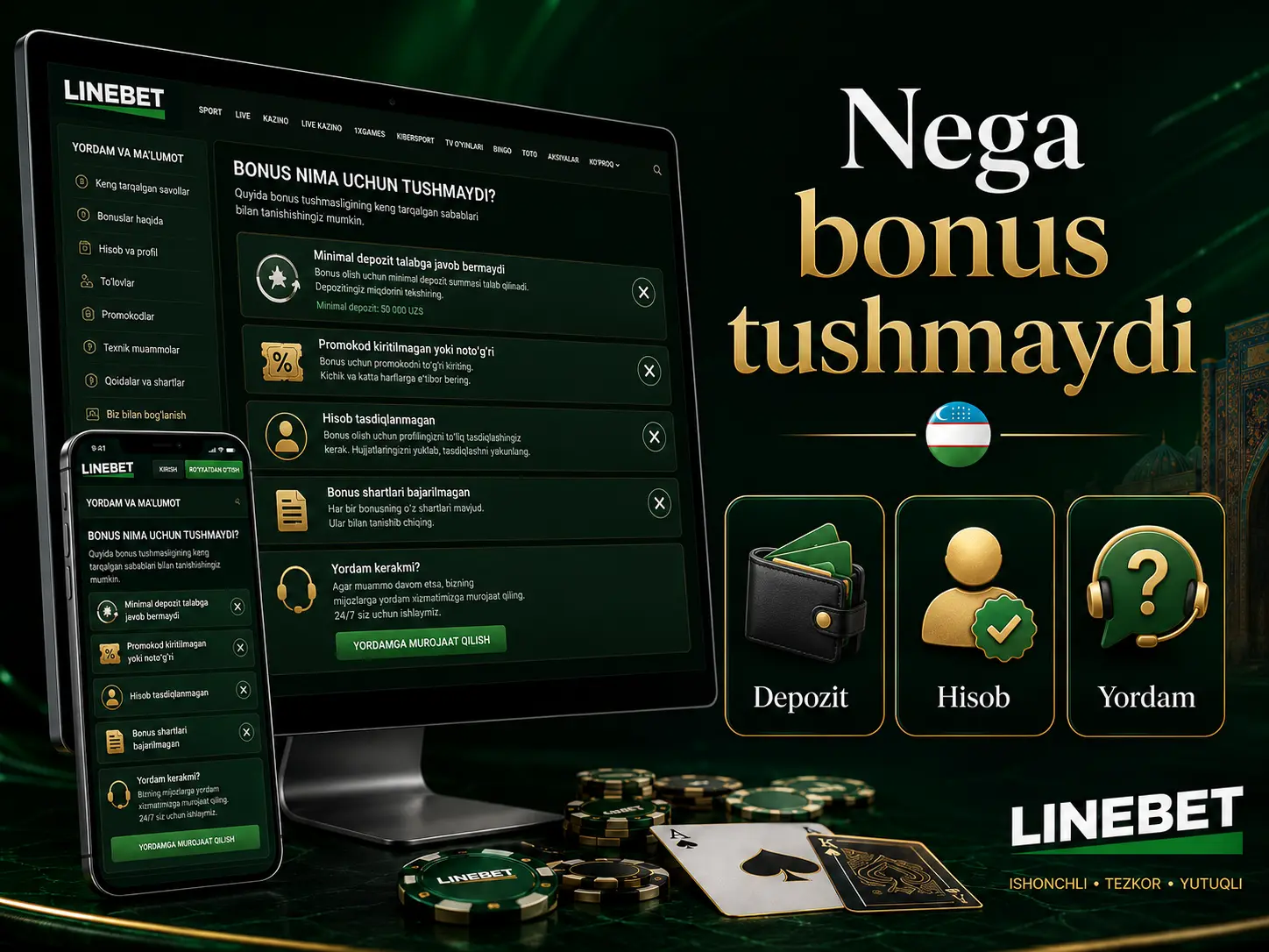 Nega bonus tushmaydi